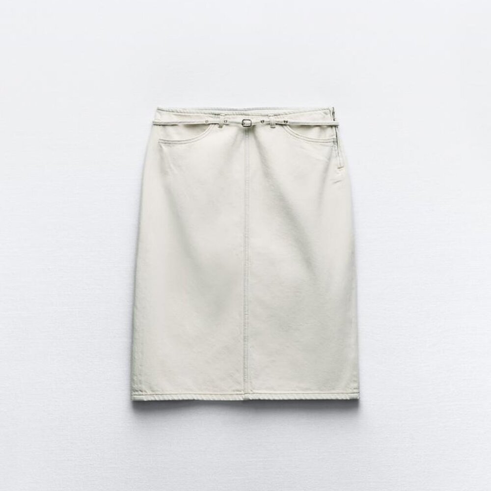 Zara Belted TRF Denim Skirt - NWT - USA MEDIUM